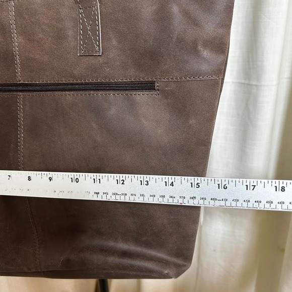 New Genuine Leather Tote Bag Chocolate Brown Classic Shopping Handbag Purse - Picture 4 of 7